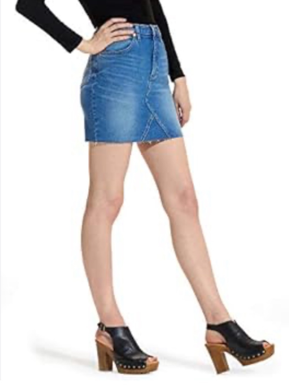 Wrangler Light Blue Denim Frayed Hem Mini Skirt Size 29